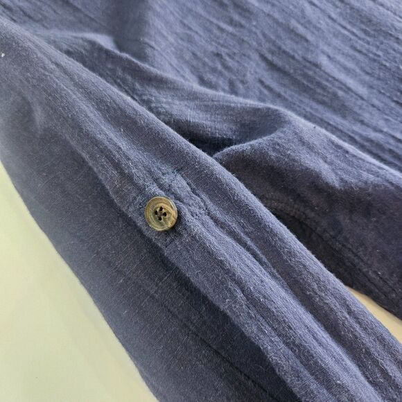 Ralph Lauren Rugby Sz W12 Button up Long Line Over shirt Epaulettes Navy - Picture 9 of 10